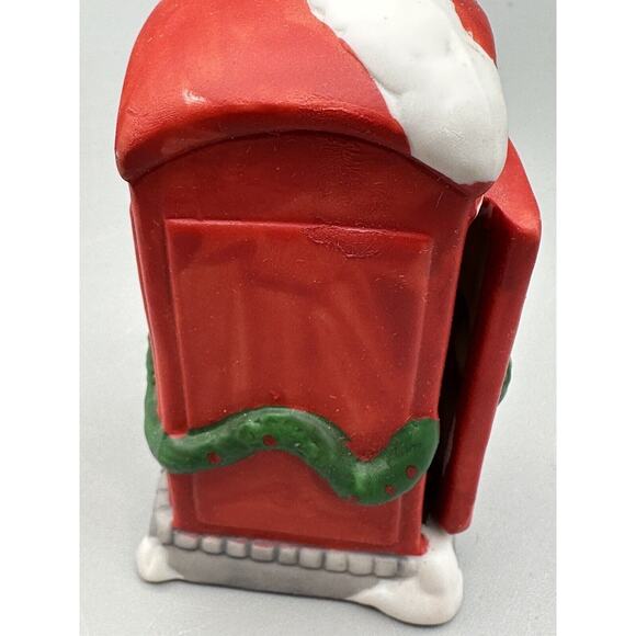 Christmas Village Red Telephone Booth Rex & Lee Porcelain Hand Painted Box - Picture 6 of 9